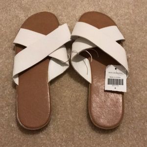 White and Tan Sandals NWT